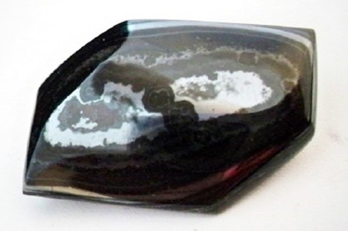 Vintage Polished Polygon SILVER BLACK Cabochon Style Pin - Picture 1 of 3