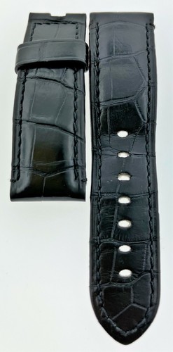 OEM PANERAI SEMIMATTE BLACK ALLIGATOR LEATHER STRAP - 24 X 22 - USED  - Picture 1 of 5