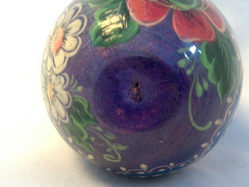 Russian Hand Painted+Foil Wooden Egg-Big Eyed Girl+Aqua Babushka-Solid Wood-3" - Bild 7 von 9