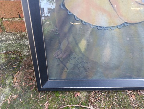 ARTWORK SIGNED BY KOLENE SPICHER FOLK ART PRIMITVE SEAHORSE FISH FRAMED PRINT - Picture 3 of 6
