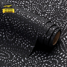 Black Wrapping Paper Roll - Mini Roll - 17 Inch X 16.5 Feet - Black with Silver