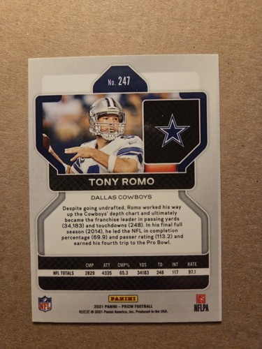 Panini Prizm 2021 - Tony Romo #247 - Imagen 2 de 2