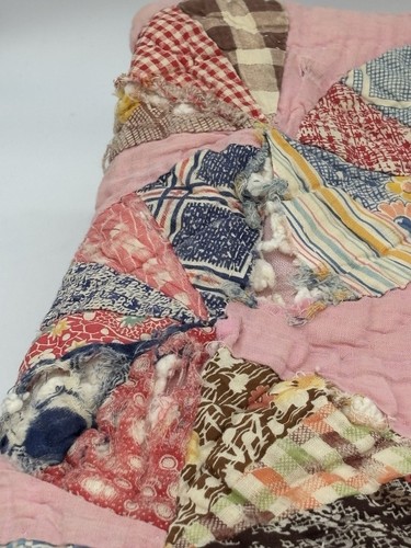 Antique Vintage Handmade Grandmothers Fan half circle Quilt 79” X 63” AS IS - Picture 6 of 21