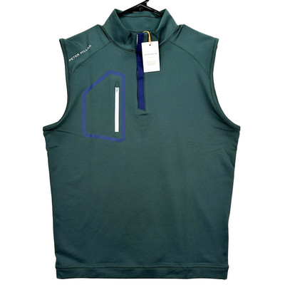 NEW Peter Millar Forge Performance 1/4 Zip Golf Vest Men Small Green Crown Sport