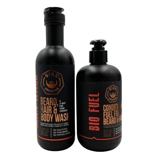 GIBS Man Wash Barthaar Körper & Bio Fuel Conditioner 12 flüssige Unzen Duo - Bild 1 von 1
