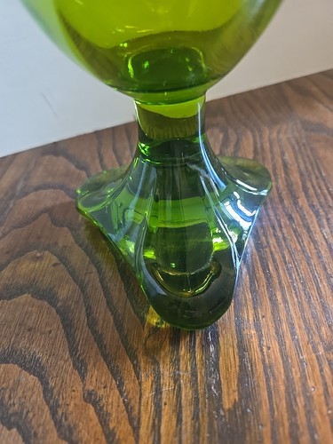 Vaso oscillante drappo epico verde vichingo vintage MCM vetro artistico ~ 11 pollici - Foto 6 di 8