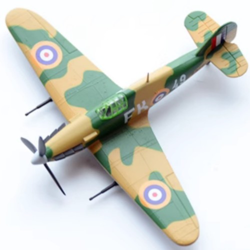 9.5cm Diecast Alloy 1/110 Scale WWII UK Hurricane MKII Fighter Model with Stand - Picture 3 of 12