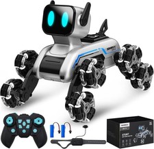 Robot Dog Toy Remote Control Car for Kids 8 Wheels Hand Controlled RC Stunt C...