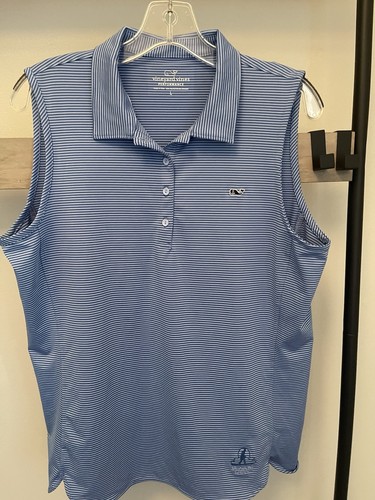 Vineyard Vines Damen ärmelloses Performance Polo, blau, Größe L