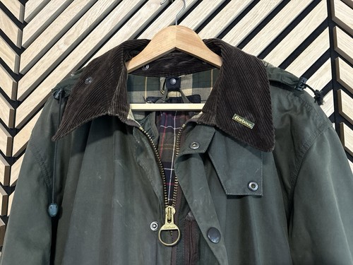 Barbour Border Wax Hooded Jacket C48 Green Rare Gilet Game Sports Classic XL  - Bild 19 von 23