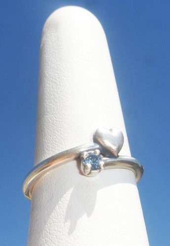 James Avery geschätzter Geburtsstein Ring Blautopas Herz Größe 7,5 Sterlingsilber - Bild 2 von 6
