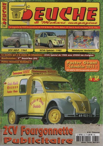 DEUCHE & MEHARI MAGAZINE 32 CITROEN 2CV AZLP 1962 2CV FOURGONNETTE 2CV6 SPECIAL - Imagen 1 de 2