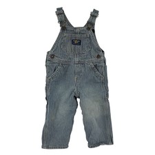 OshKosh B'gosh Kids Blue Hickory Stripe Vestbak Denim Bib Overalls 12 Months VTG