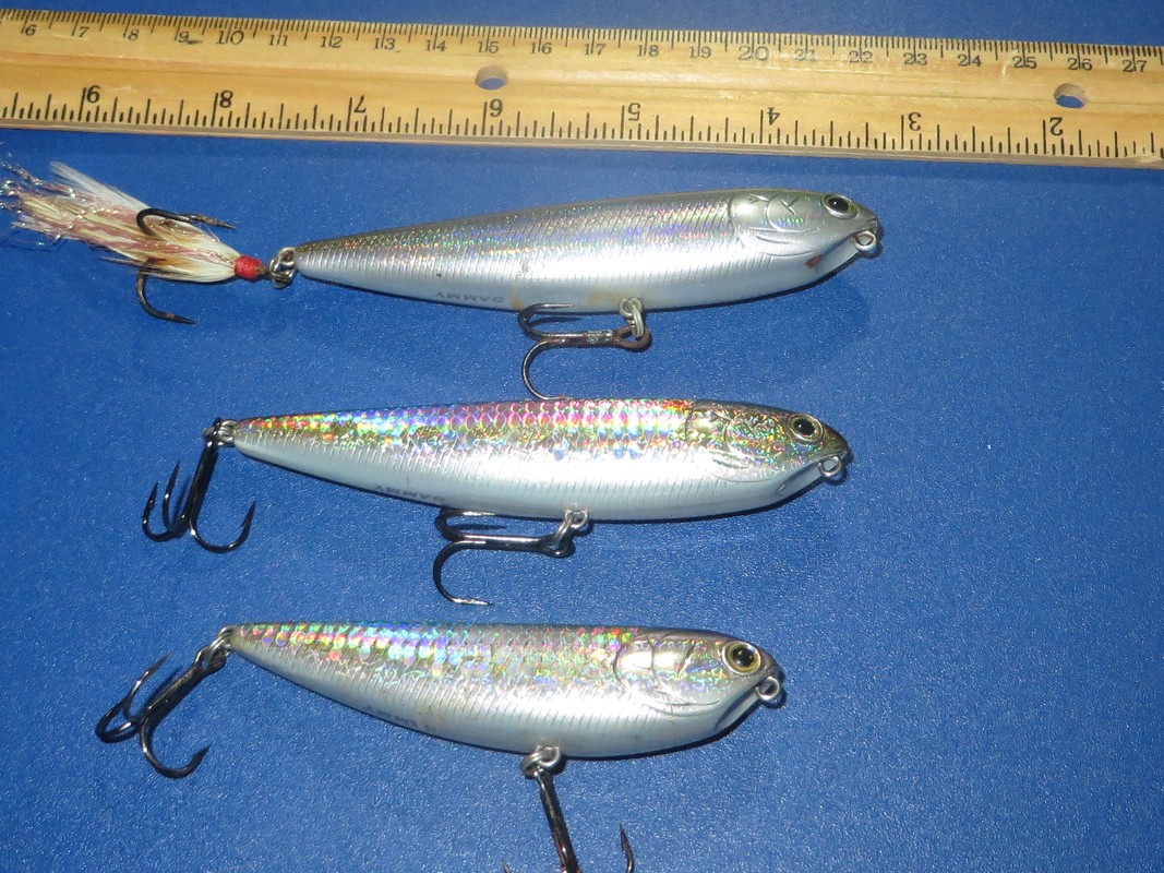 Lot of 3 Lucky Craft Sammy Topwater Lures Silver Flash Green Blue - Image 1