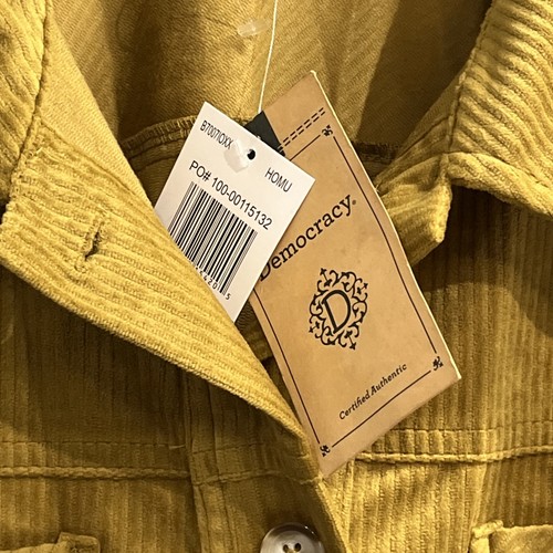 Democracy Corduroy Jacket Womens XL Mustard Yellow Boxy Shacket Western Boho - Picture 3 of 9