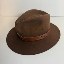 Vintage Banana Republic Hat Mens Brown Safari Fedora Hat 80s XX Fur Blend OS