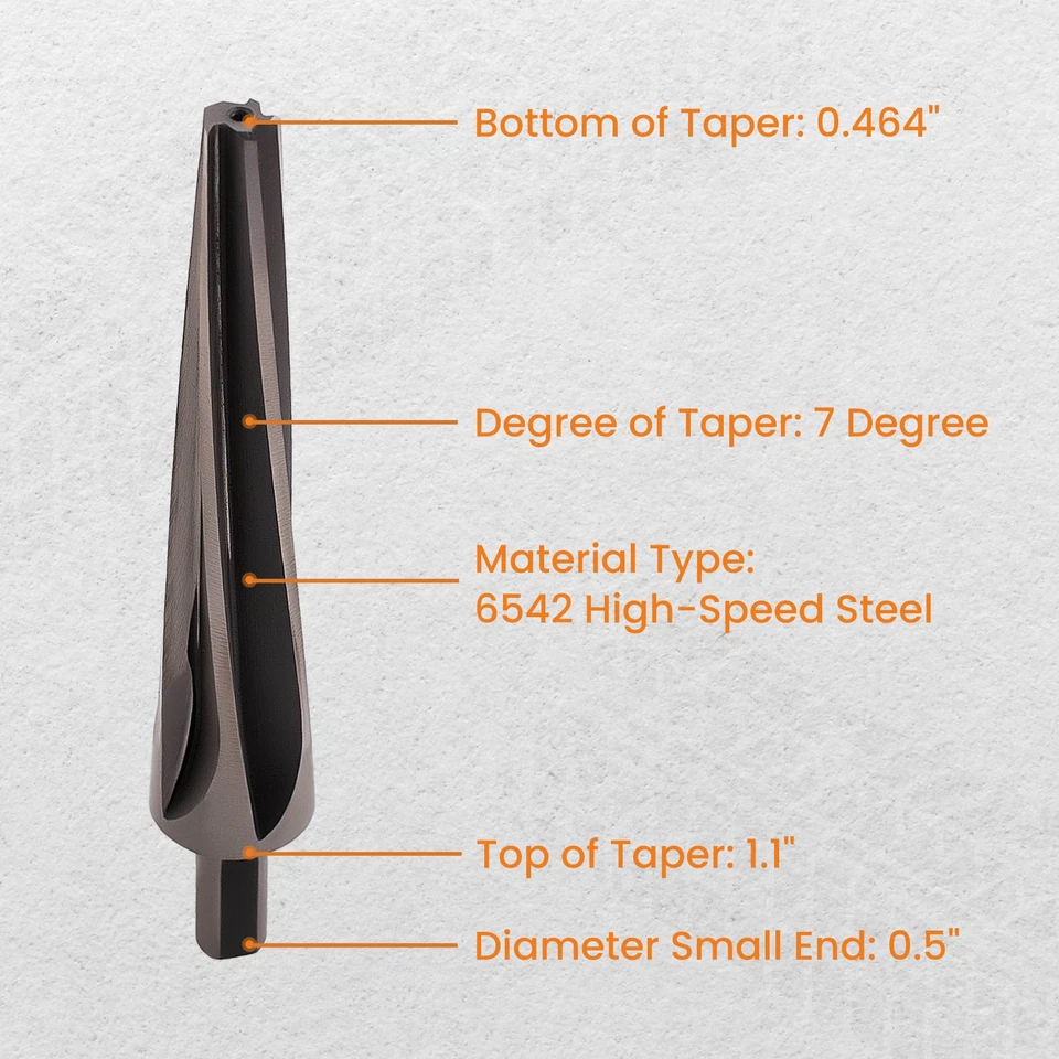 Tapered Ball Joint Tie Rod Reamer For 7 Degree, 1.5" Per Foot New - Image 2 of 4
