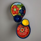 Del Rio Salado Hand Painted Divided Ceramic Snack Bowl Olive Salsa Relish Set/2 