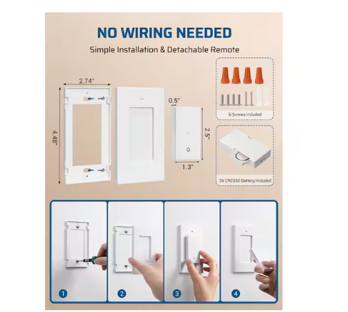 DEWENWILS 125V Kit Receptor Interruptor de Luz Control Remoto Inalámbrico de 3 Vías - Imagen 6 de 13