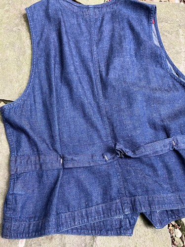 RRL Indigo Linen Cotton Buckleback Vest XXL Made in USA Japanese Fabric - Picture 11 of 13