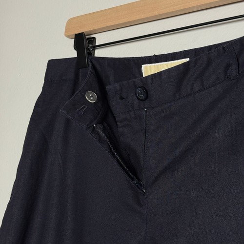 Pantalones de lino para mujer Michael Kors 10 azul marino pierna ancha oficina de complejo vacacional - Imagen 6 de 11