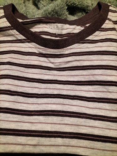 Mens T-shirt Sleep T Shirt In Size S Brown And Beige Stripes - Picture 5 of 5