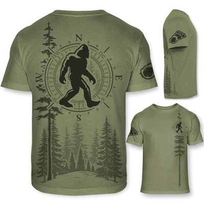 Men's Bigfoot Forest T Shirt - Funny Sasquatch Outdoors Tee, No-Feel Print- F200