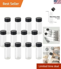 Glass Vials 4ml Pack of 12 Small Storage Bottles with Leak-Proof Cap