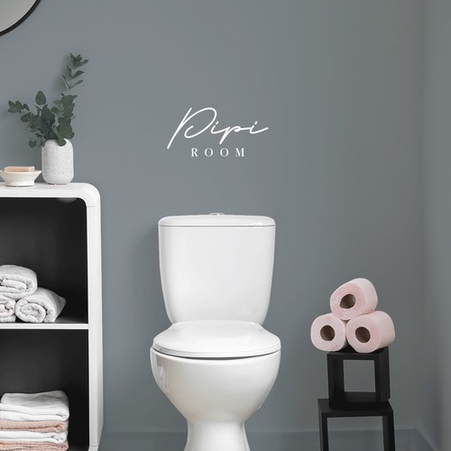 PIPI Room - Vinyl Wall Decal Funny Bathroom Restroom Decor White 7x15 - Bild 4 von 4