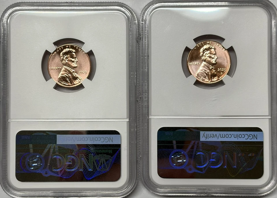 2025 P & D Lincoln Shield NGC MS69 RD 2 Coin Set Signature Portrait Labels - Image 2 of 3