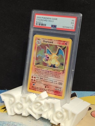 Charizard #4 Holo Base II Unlimited Pokemon PSA 5 EX - Picture 4 of 13