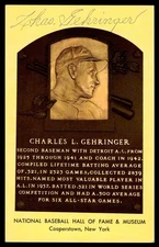 Charlie Chas Gehringer Signed HOF Yellow Plaque Postcard Auto *AD349