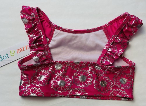 NWT Dot & Zazz Girl Swim S 6/7 Bathing suit 2pc Bikini Hot Pink Floral UPF50 - Picture 4 of 7