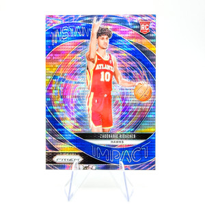 Zaccharie Risacher (RC) 2024-25 Prizm Blue Pulsar Instant Impact /99 Hawks #21