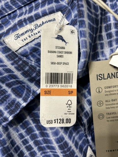 NWT Tommy Bahama size S blue deep space short sleeve button up Shirt mens $128 - Picture 11 of 11