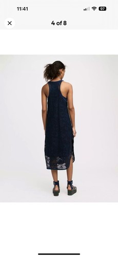 RAG & BONE Blue Midi Dress XXS Crochet Lace Stella Racerback Sleeveless 2XS - Picture 5 of 11
