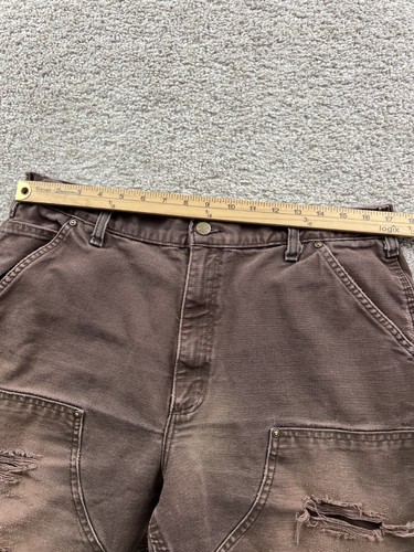 Vintage Carhartt Double Knee Pants Men's 34x31 Brown Faded Distressed Grunge Y2K - Picture 5 of 12