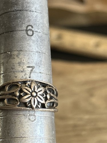 VINTAGE STERLING SILVER BEAUTIFUL LOTUS FLOWER RING HIPPY SUMMER BLOOM ORCHID - Picture 5 of 5