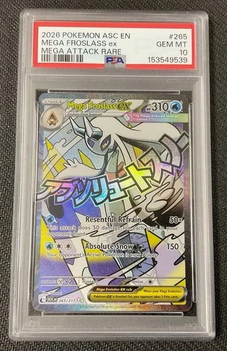 MEGA FROSLASS EX Mega Attack Rare #265 PSA 10 GEM 2026 Pokemon Ascended Heroes