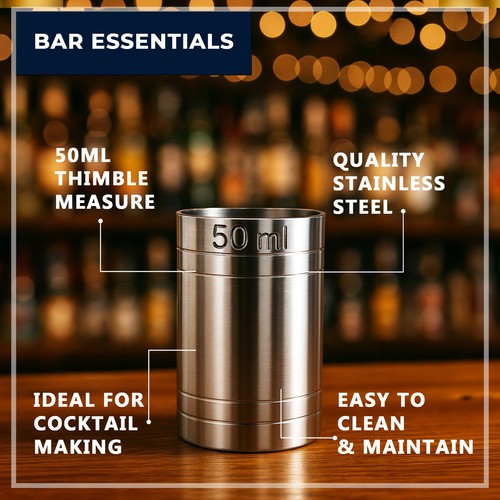 Stainless Steel Thimble Spirit Shot Measures 25/35/50/70/125/175/250 ml and Sets - Picture 27 of 93
