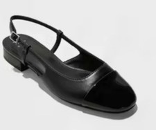 A New Day Women  s Maxine Slingback Flat Patent Buckle Black Size 8.5 NWT