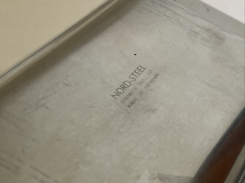 3 Serving Tray Lot Stainless Steel 18/8 made in Denmark  8 1/2" by 3 7/8" - Picture 7 of 11