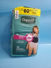 Depend Fresh Protection Adult Incontinence Underwear for Women, Medium, 30 Count