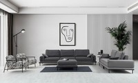 Stilvolle Graue Sofagarnitur Designer Wohnzimmer Viersitzer Luxus Hocker