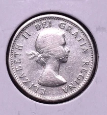 1955 ~ Canada ~ 10 Cents Silver Coin ~ Queen Elizabeth II ~ 80% ~ *O880