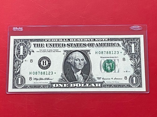 1999 Star Note $1 DOLLAR BILL ( ST Louis H ) UNCIRCULATED - Picture 2 of 3