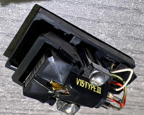 SHURE V15 TYPE III CARTRIDGE w/ stylus + Headshell from Dual Turntable - Tested - Picture 5 of 16