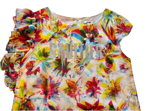 XLNT Girls SZ 12A Gaultier Junior Designer Summer Sun Dress White Floral Ruffle - Picture 2 of 9
