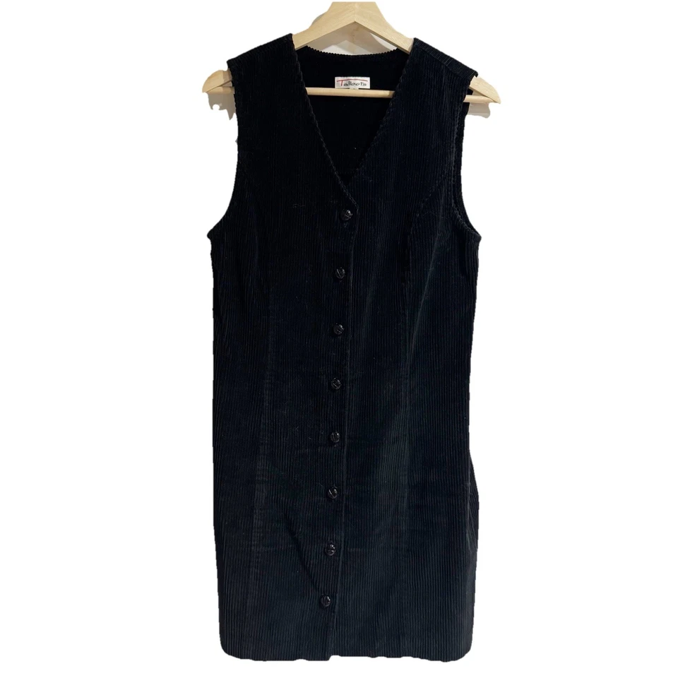 Vestido midi vintage Talbots pana negro sin mangas talla 6 Foto 2 de 4