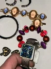 Vintage YSL Yves Saint Laurent Bracelet & Earrings Set, Costume Jewelry Lot